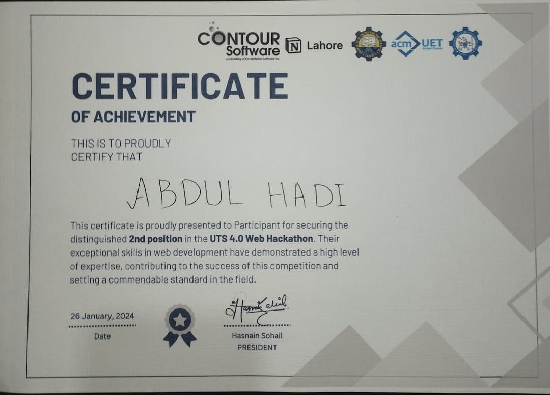 Winner of UET 2024 Web Hackathon